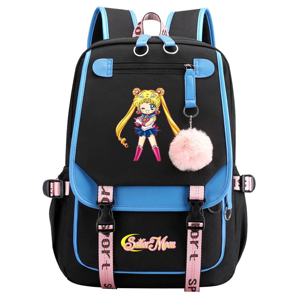 Новый аниме-рюкзак Sailor Moon с USB-подключением для подростков и школьников, мужской и женский, с откидной крышкой.