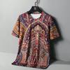 Винтажная мужская футболка с этническим принтом, повседневная летняя уличная одежда с короткими рукавами и круглым вырезом, мужская свободная толстовка, дышащая мужская одежда