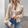 Women's Sequin Short Jackets Long Sleeve Shiny Cropped Coat Lightweight Zipper Metallic Jacket Glitter Party Disco Outfit