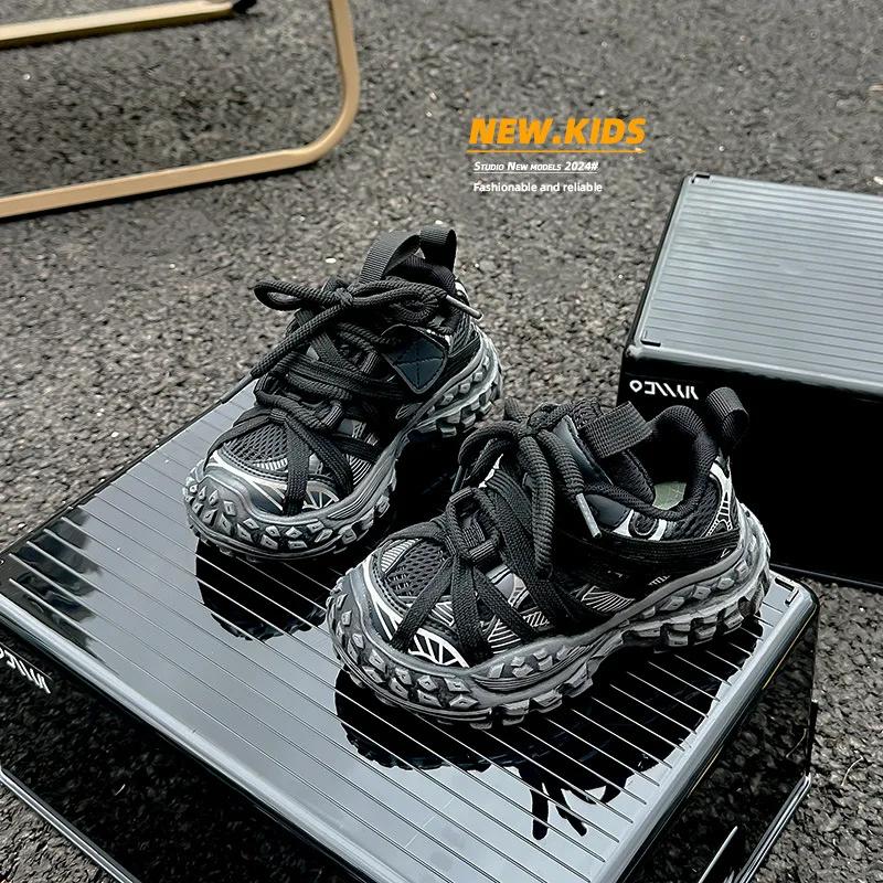 2024 Осень Новые Детские Кроссовки Девочки Модные Кроссовки Громоздкие Кроссовки Мальчики Дышащая Нескользящая Повседневная Обувь Мягкая Детская Прогулочная Обувь