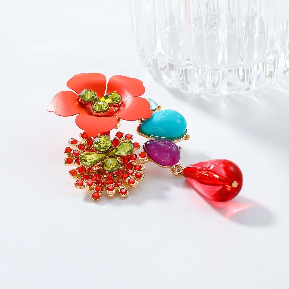 Vintage Resin Flower Earrings Beads Women Earrings Water Droplet Long Earrings  Daily Wear