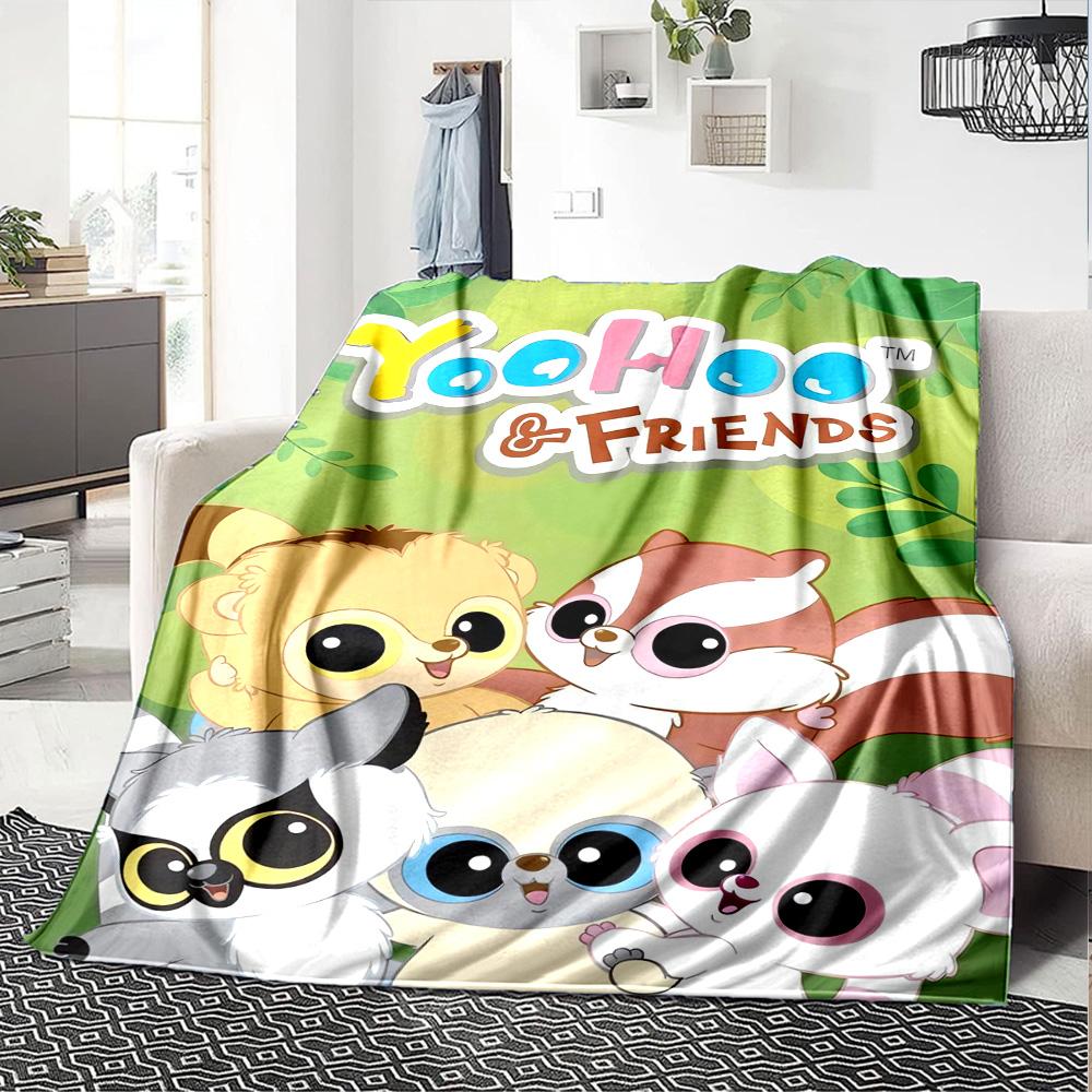Yoohoo Friends Adventure Flannel Blanket Super Soft Warm Cozy Blanket For Sofa Bed Office Travel Allseason Home Decor Gift