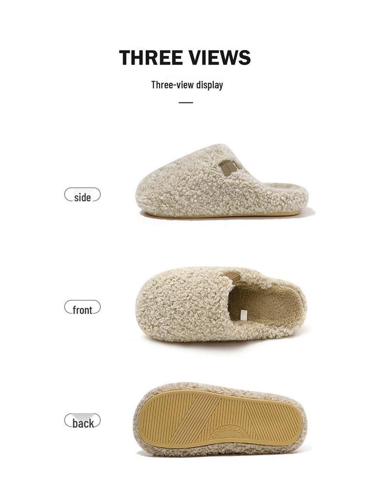 Women's & Men's Non-slip Breathable Cotton Fur Slippers for Winter & Autumn