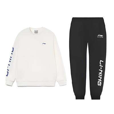 Li Ning Буквенный Модный Хлопковый Кожаный Дышащий Утолщенный Теплый Универсальный Свитшот с Круглым Вырезом Повседневный Спортивный Костюм AWDTE67-3+YKLVB07-1