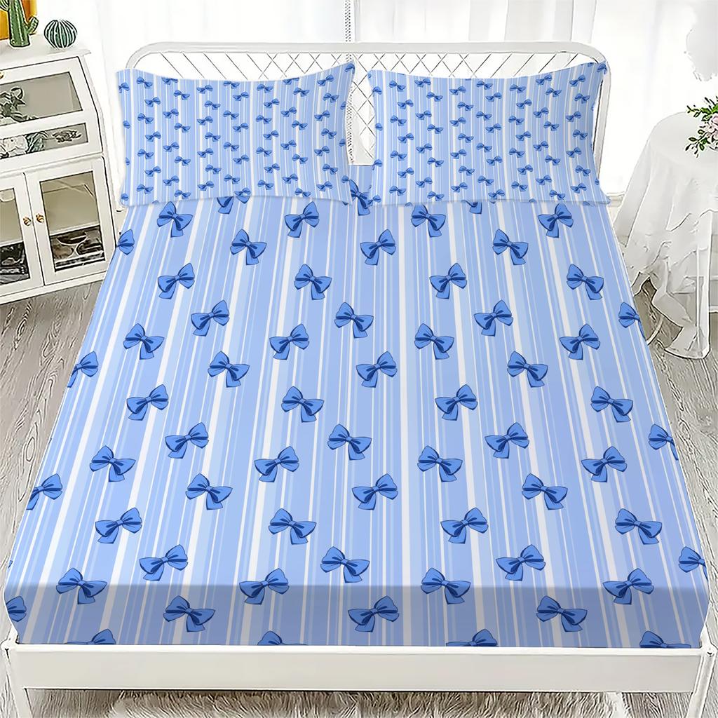 Bowknot Personalized Fitted Sheet Set Bowknot Personalized Bedding Set Comfortable Skin Friendly Cute Style 180x220cm