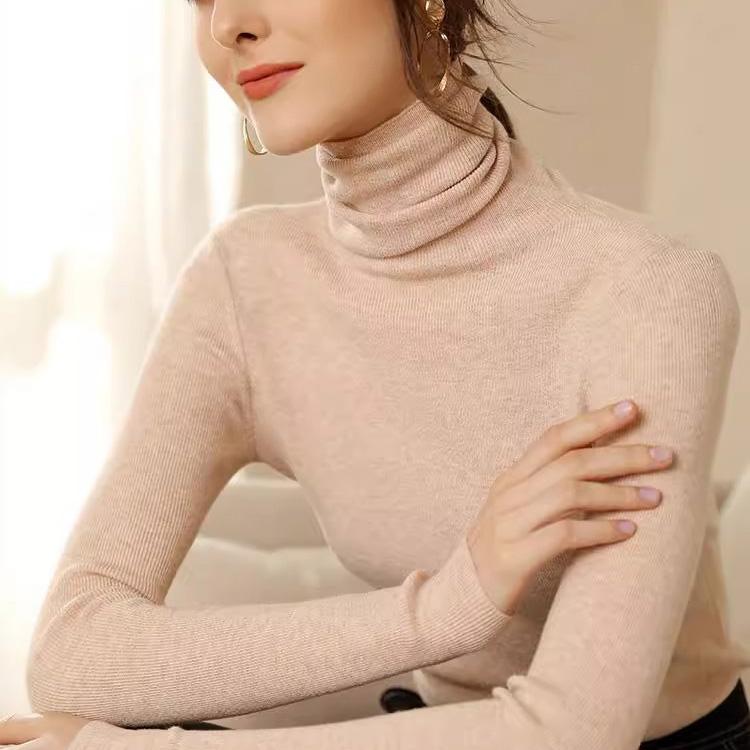 Женский джемпер, однотонный, водолазка, вязаный свитер с длинным рукавом, теплый вязаный пуловер, джемпер