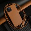 Чехол для iPhone 15 с ремешком из натуральной коровьей кожи, задняя крышка из поликарбоната