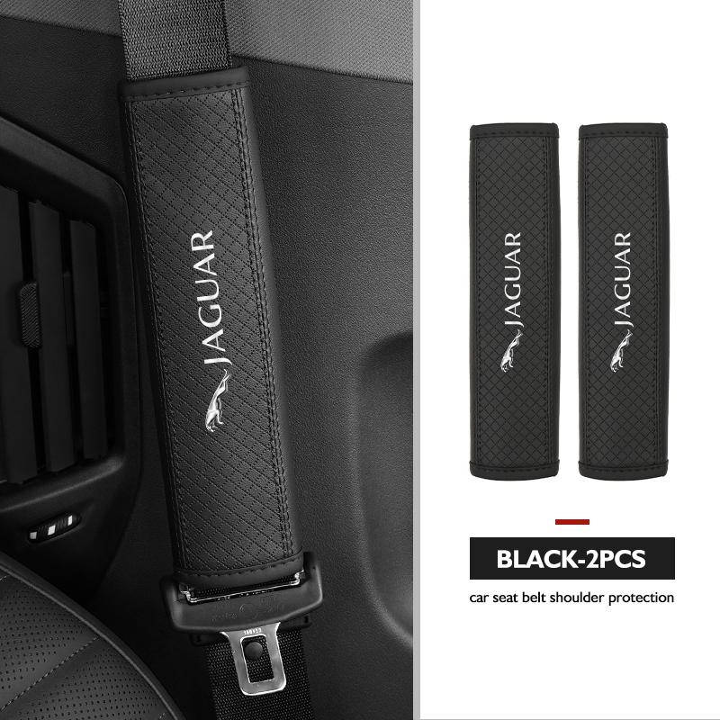 Car Logo Leather Car Safety Belt Shoulder Pads Auto Accessories For Jaguar XK S-Type F-Type X-Type F-Pace I-Pace E-Pace XFR XKR U4
