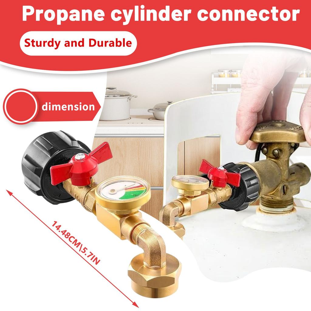 QCC Propane Bottle Charging Connector With Luminous Watch And Ball Valv0-e Gas Tank Gas Adapter