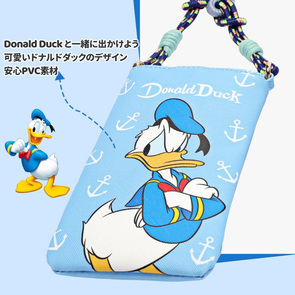 Notre Disney Officially Licensed Smartphone Fashion Shoulder Crossbody PVC Neck Pouch with Belt Pouch, Bag, Bag, (DONALD DUCK)