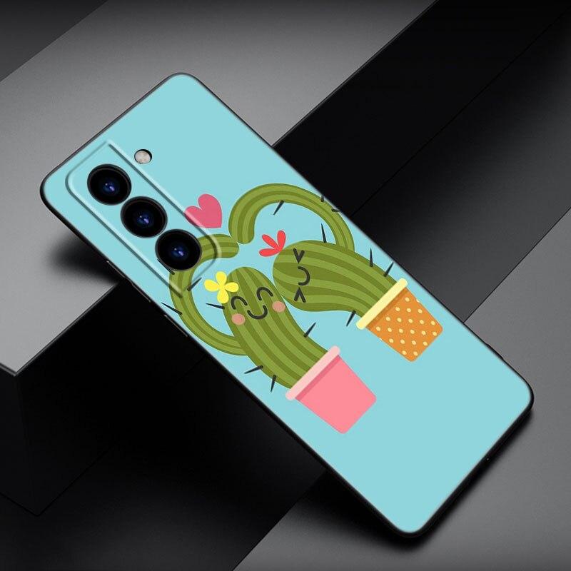 Чехол для телефона с рисунком растения кактуса для Samsung Galaxy S22 Pro S21 S20 FE Ultra S10 Lite S10 S10E S9 S8 Plus, мягкий черный чехол из ТПУ