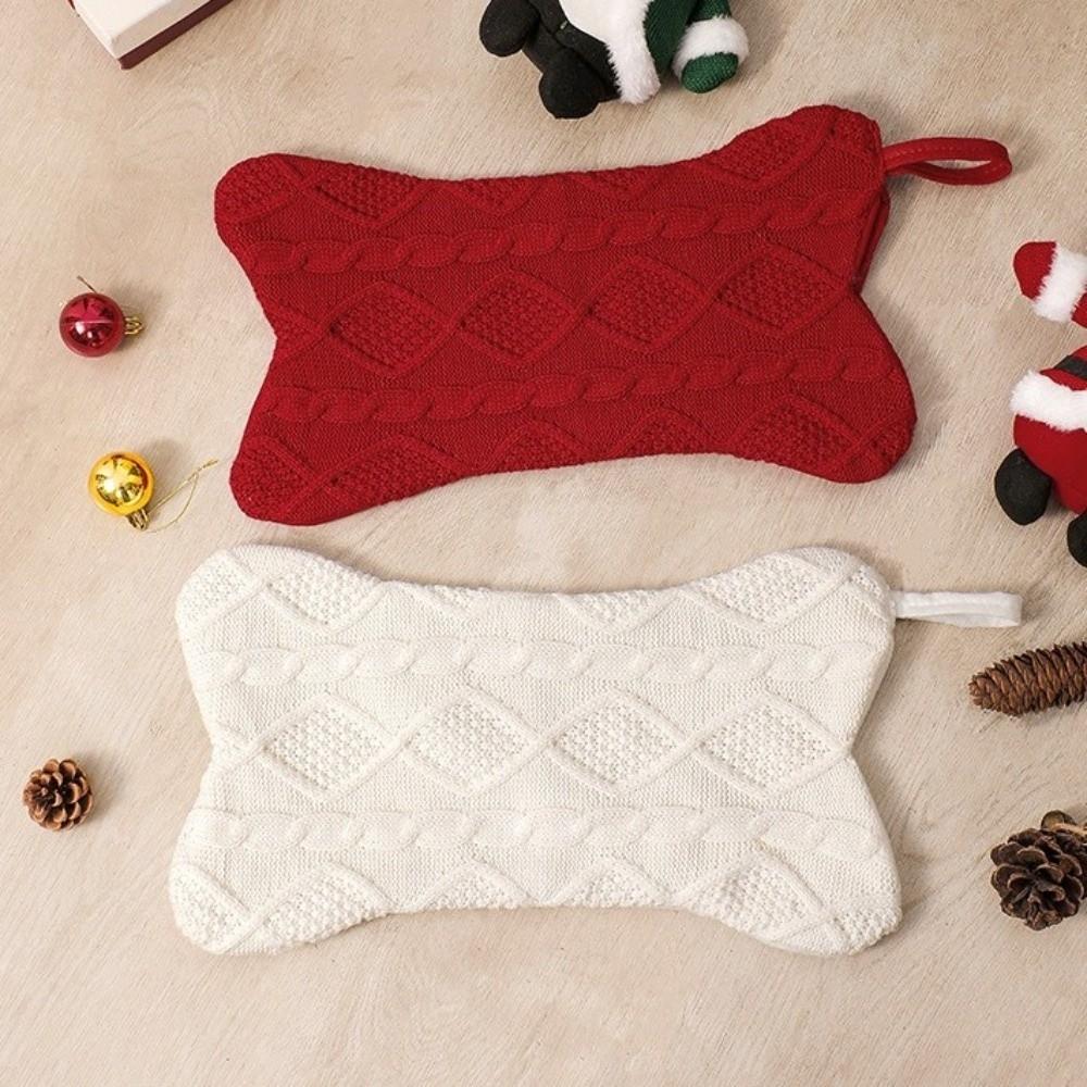 Large Capacity Christmas Stocking Bone Shape Hanging Ornament Festival Gift Storage Bag  Fireplace