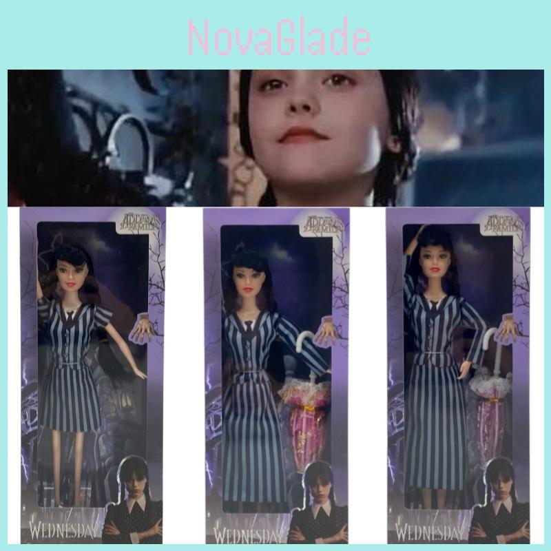 Poseable Adams Family Wednesday Addams Doll With Umbrella And Dotted Outfits 5 And 11 Joint Options