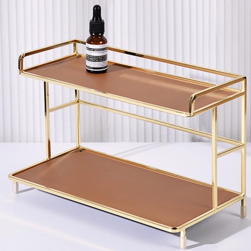 2 Tier Storage Holder Countertop Stand Organizer Household Organization for Home Bedroom Dormitory Cosmetics
