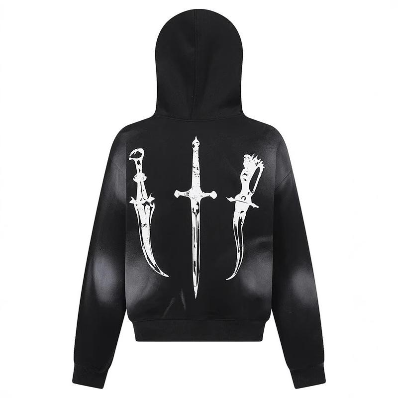 Европейская и американская осень и зима однотонная повседневная личность граффити принт плюшевая шляпа поля тренд женская мода толстовка с капюшоном