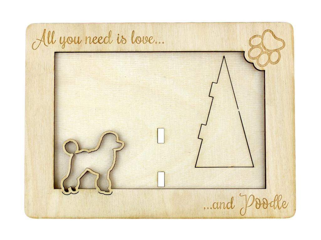 Poodle – Photo frame, engraved wooden frame | Art-Dog