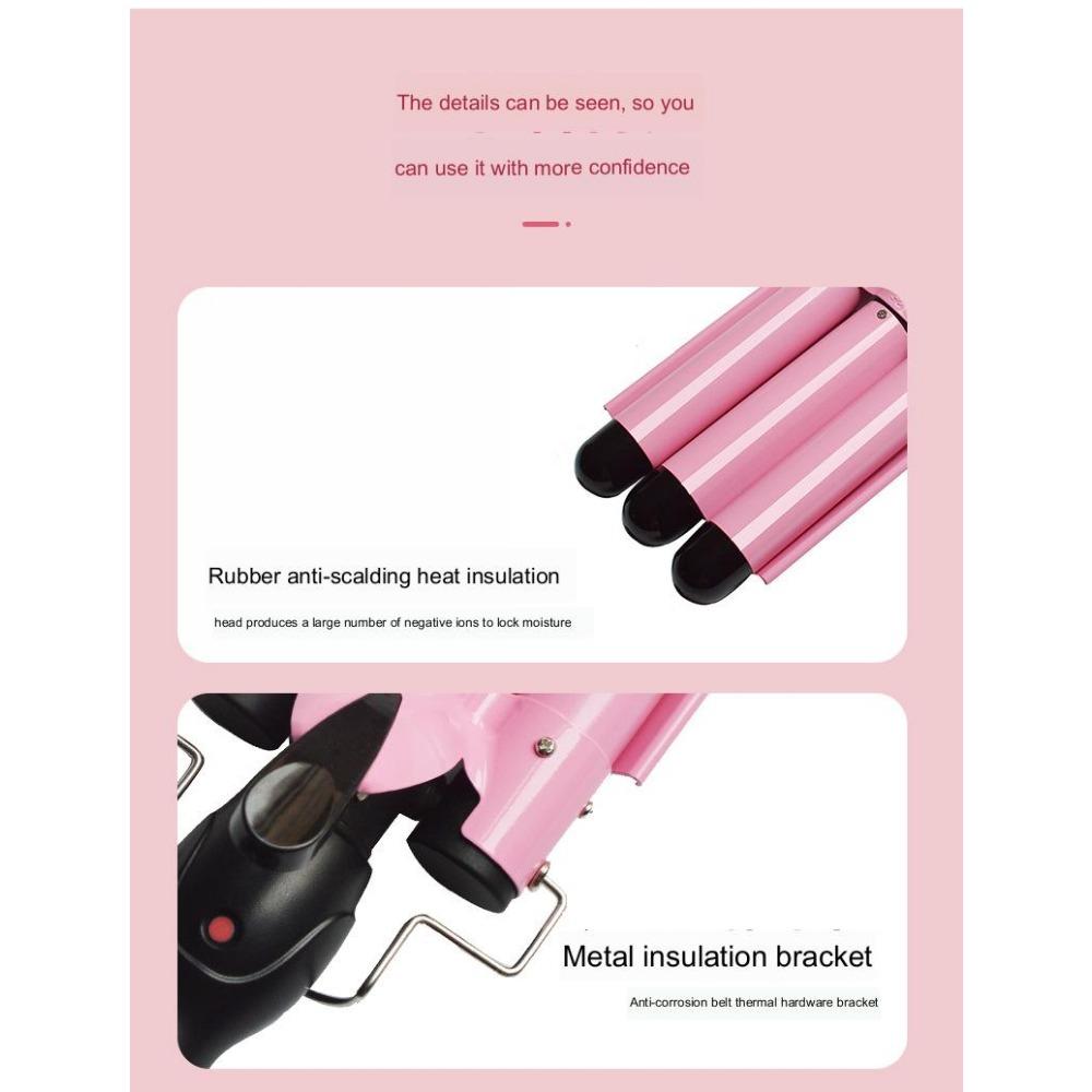 Палка для завивки дома Палочка для яичного рулета Золотая щипцы для завивки с тремя трубками Большая волна Электрическая палочка для завивки Шина