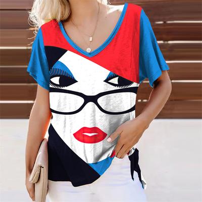 Футболки с 3D принтом аниме для девочек, женская уличная одежда в стиле ретро, ​​футболка с v-образным вырезом, большие топы в стиле Харадзюку, футболки, женская одежда