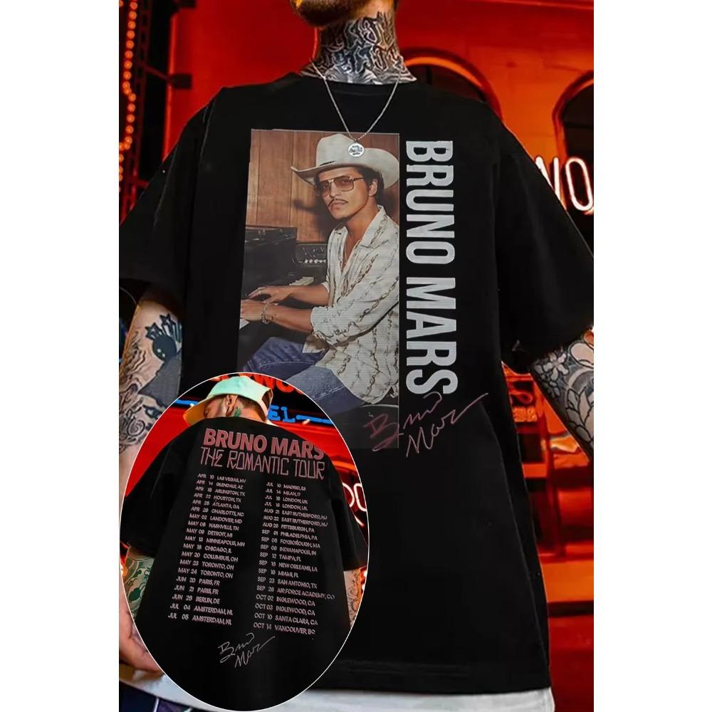 Summer Hot Sale Casual Funny Bruno Mars Graphic Shirt Y2K Unisex Lightweight Printed Short Sleeve Casual Outdoor Cotton Tee
