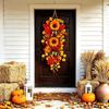 Rustic Artificial Fall Wreath Lifelike Fall Sunflower Teardrop Swag  Outdoor Wall