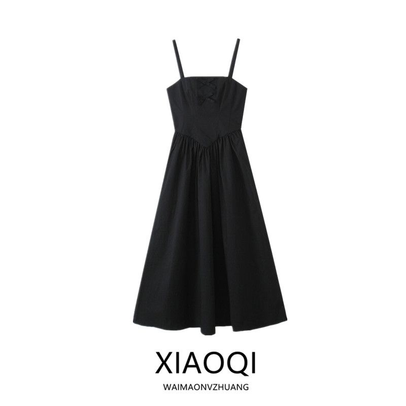 Fashion Style 2024 Autumn New Women's Clothing Easiest for Match Bowknot Decoration Sling Midi Skirt Dress 4764806