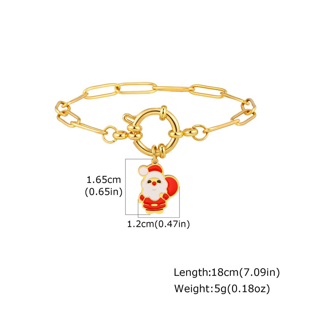 New Christmas Series Charm Bracelet for Women, Stainless Steel Square Chain Bubble Buckle Bracelet, Holiday Party Jewelry Gift
