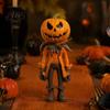 Unique Pumpkin Man Statue Halloween Figurine, Retro Gentleman Head Resin Detailed Party Prop Ornament, Spooky Desktop Decor for Home Window