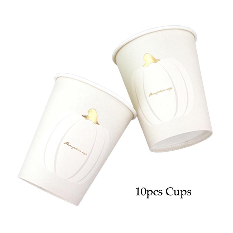 10pcs Halloween Theme Cartoon Disposable Tableware White Paper Plates Halloween Pumpkin Party Supplies birthday Wedding Decor