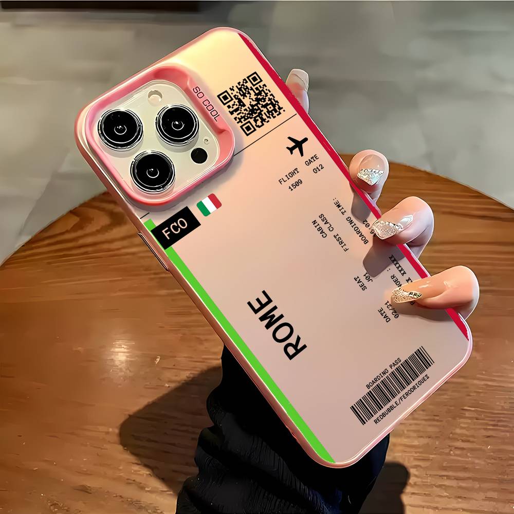 Италия Авиабилет Чехол для телефона iPhone 16 15 14 13 12 11 Plus Pro Max разноцветный Лазерный Аврора Ударопрочный Funda Чехол