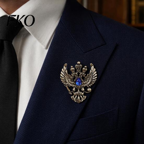 Secure Clasp Brooch Eagle Metal Pin, Double-Headed Design Lapel Everyday Wear Anti-Oxidation Strong Buckle Badge for Coats Shirts Bags Accessories