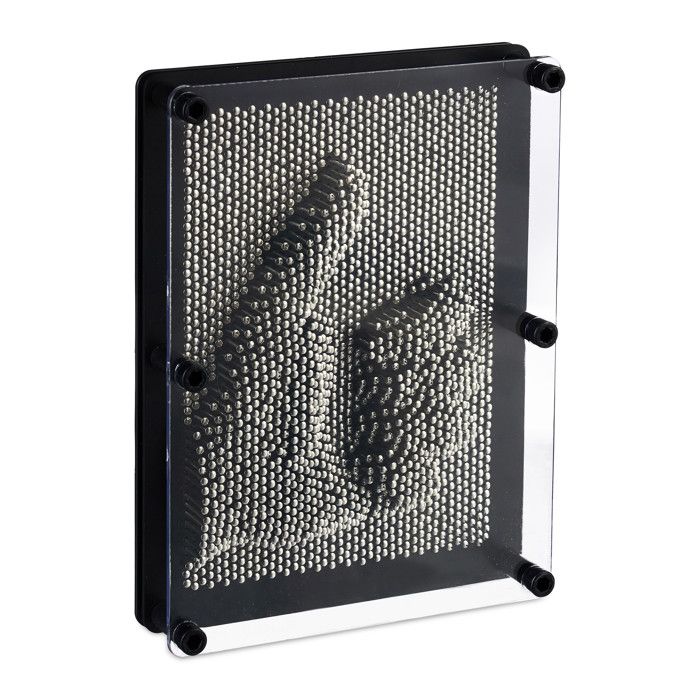 Relaxdays Jeu Pinart Sculpture 3D, Exprimez Votre Créativité, Rappelle Les Année 80s, H X L : 18 X 13 Cm, Argenté/noir