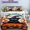 3pcs Halloween Cat Bedding Set, Includes 1 Comforter + 2 Pillowcases, Without Pillow Inserts, Soft Comfortable, Lightweight Breathable079