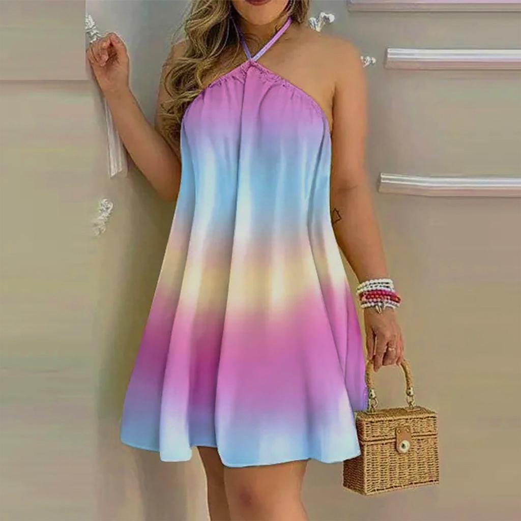 Женское летнее повседневное свободное платье с открытыми плечами и завязками