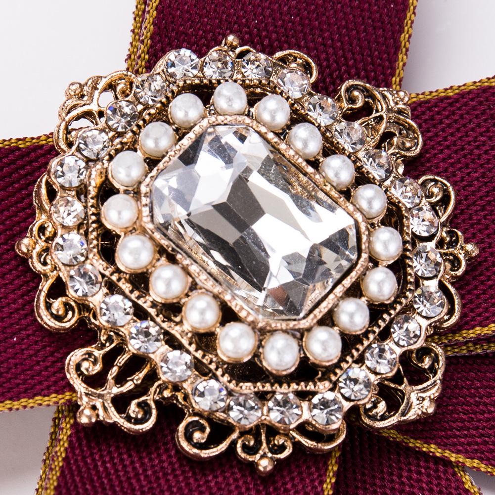 Woman Elegant Brooch Bowknot Shimmer Artificial Diamond Cloth Bow Corsage with Pin Skirt Decoration