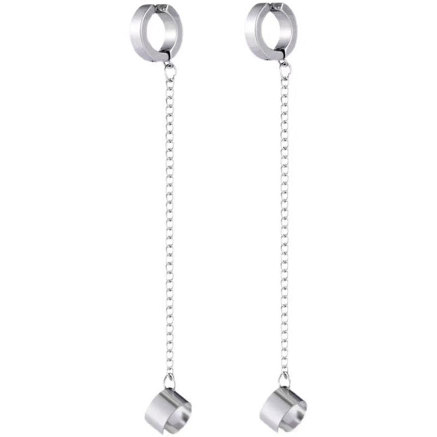 Серьги-цепочки из нержавеющей стали в стиле панк, безболезненные зажимы для ушей, женские серьги, ювелирные изделия, подарки