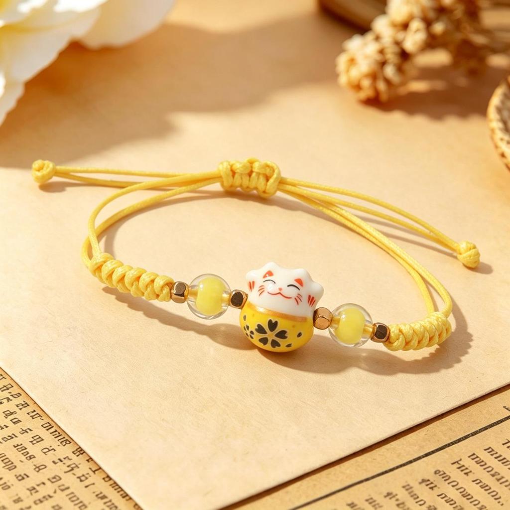 Плетеный браслет Lucky Cat Candy Color для женщин
