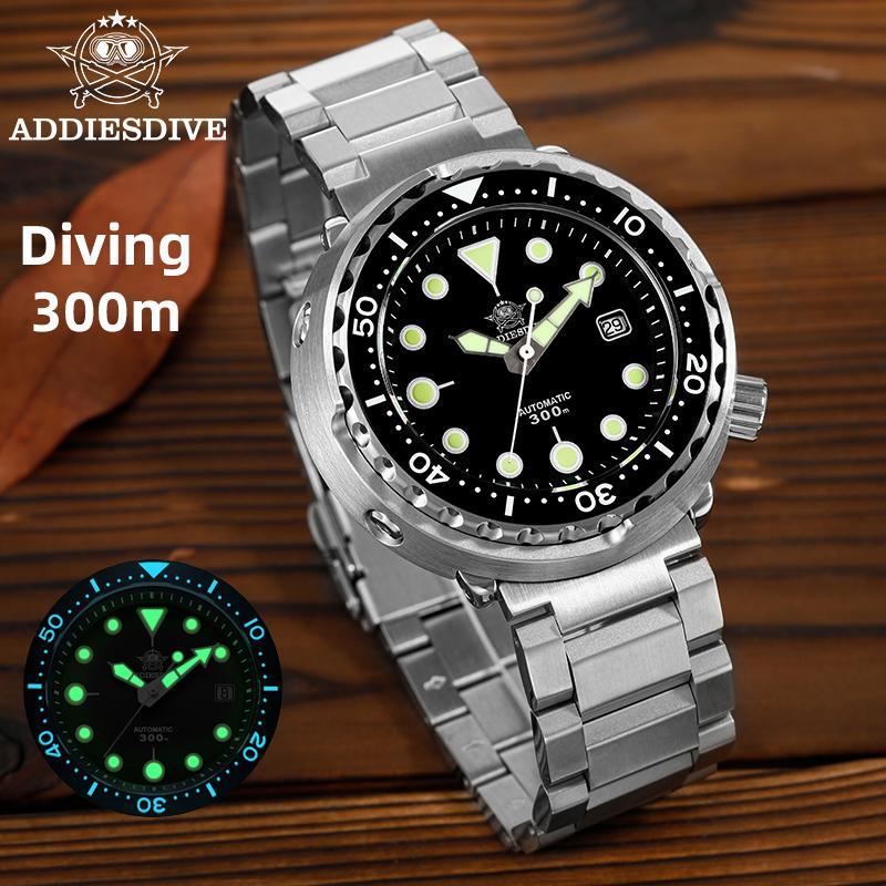 ADDIESDIVE AD2522 Tuna Diver Автоматические часы Сапфировое стекло 300M Водонепроницаемые Механические часы Нержавеющая сталь Люминесцентные Reloj Hombres