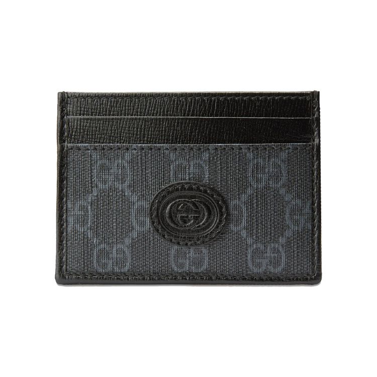 Gucci GG Supreme Логотип Переплетающийся Двойной G Многослотовый Держатель для Карт Холдер для Карт Мужской Темно-Серый Черный 673002-92TCN-1000