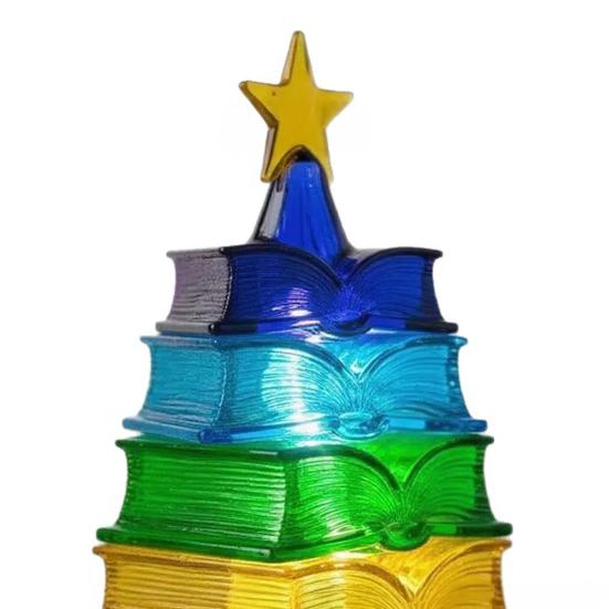 Разноцветное украшение "Стопка книг" для рождественской елки, витражное, в форме стопки книг