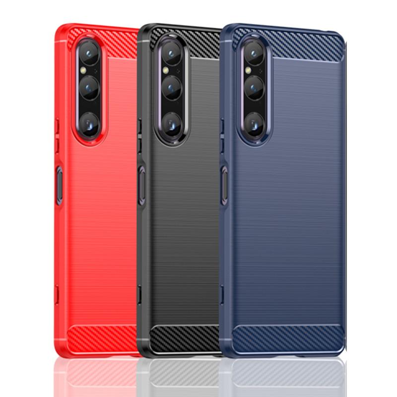 Роскошный чехол для телефона Sony Xperia 10 VI, 1 V, 5 IV, III с текстурой карбона из ТПУ - Амортизирующий и устойчивый к царапинам, в красном, черном, синем цветах
