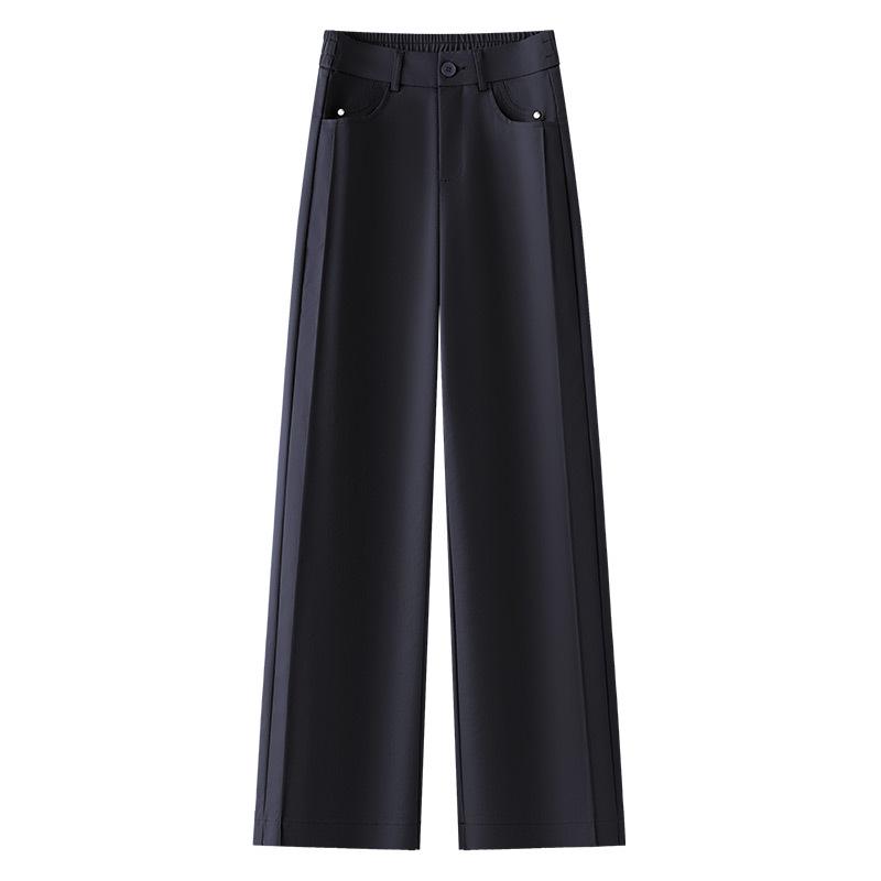 Khaki High-Waist Slimming Wide-Leg Pants - Spring 2025: Stylish Draping Casual Fit