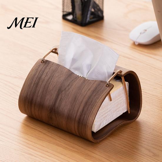 Bathroom Tissue Case Wooden Holder, Rectangular Decorative Paper Napkin Dispenser, Durable Home Accessory Organizer, for Office Desk Decor Box Holder