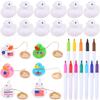 12 Pcs 2 Inch White Blank Rubber Ducks Wooden Cards 12 Colors Of Pens Creative Rubber Ducks Float Mini Rubber Ducks Bath Toys Di