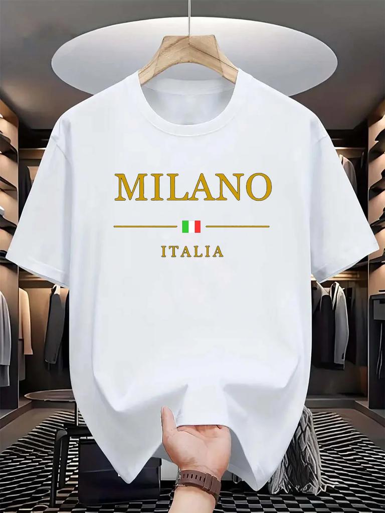 New Arrival Mens Clothes Tee Shirt Homme Graphic T-Shirts Men Tshirt for Men Ropa Hombre MILANO ITALIA Pattern Printed 25854
