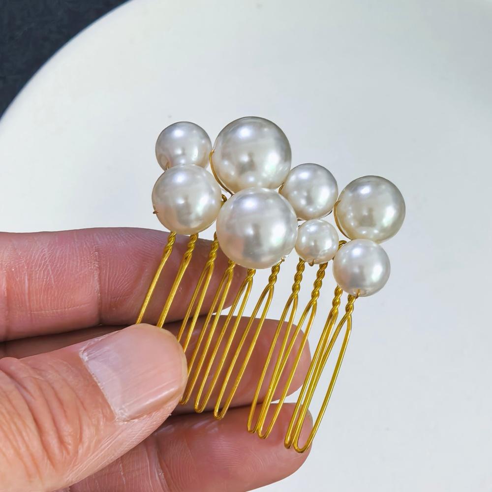 Pearl Crystal Hair Pins Comb Set Bridal Wedding Hair Accessories Handmade U-shaped Hairpins air Comb for Bridesmaids,Prom