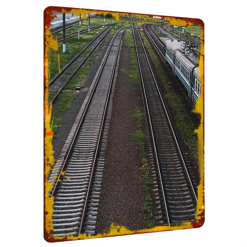 Custom Vintage Train Track Metal Wall Art Industrial Home Decor