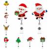 Acrylic Christmas Badge Reel Snowman Elk ID Card Holder Retractable Badge Holder Name Card
