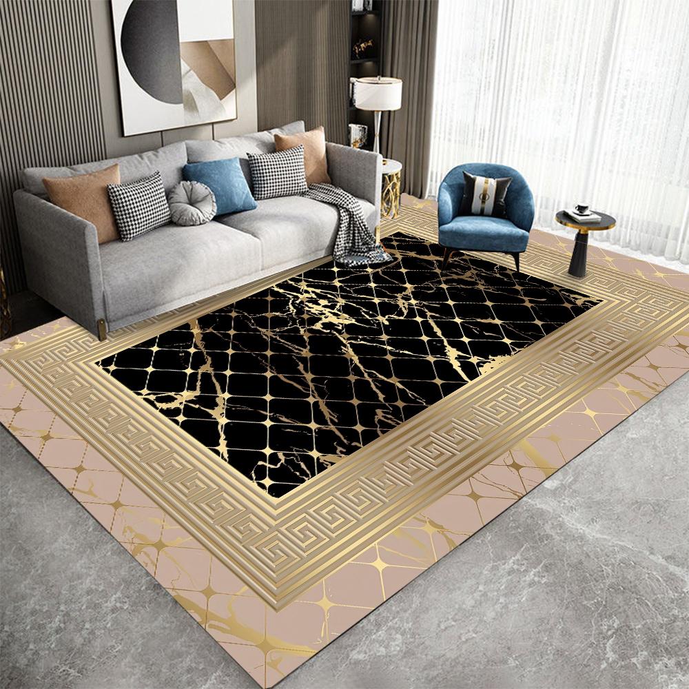 Luxurious Marble Geometic Carpet for Home Living Room Floor Mat Non-slip Bedroom Bedside Coffee Table Area Rugs Bathroom Doormat