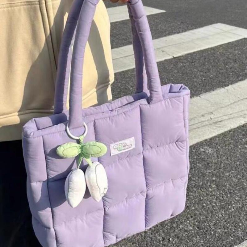 Новые модные женские сумки, ручная сумка, симпатичные надувные сумки через плечо, трендовая нейлоновая сумка из хлопчатобумажной ткани, универсальные сумки через плечо