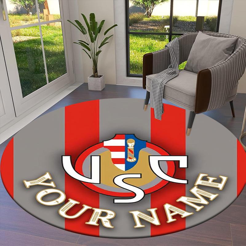 Barber Shield Custom Name Round Area Rug Carpet Rug For Living Room Bedroom Sofa Playroom Decor Nonslip Floor Mat